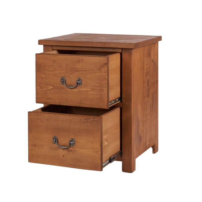 Pine and Oak Rustic Plank 2 Drawer Filing Cabinet