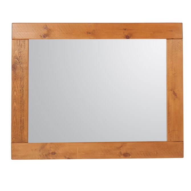 Pine and Oak Rustic Plank Mirror, 48inches x 36inches  Glass Size