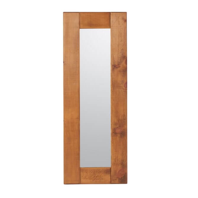 Pine and Oak Rustic Plank Mirror, 48inches x 12inches  Glass Size