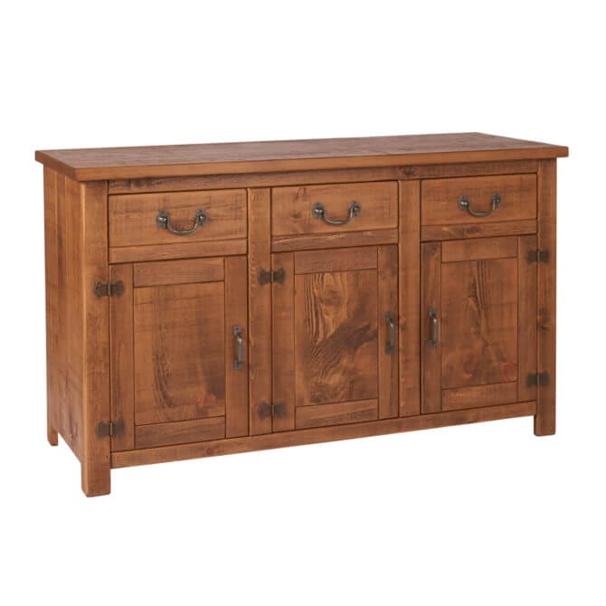 Pine and Oak Rustic Plank 3 Door, 3 Drawer Sideboard