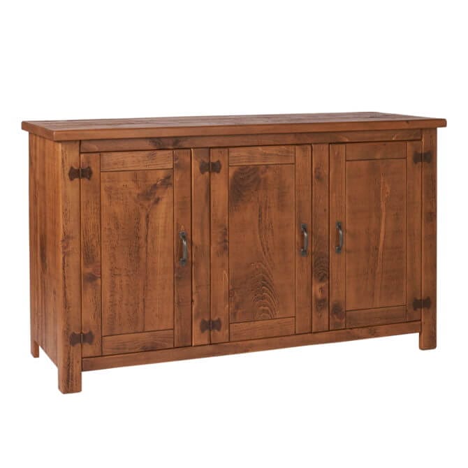 Pine and Oak Rustic Plank 3 Door Sideboard