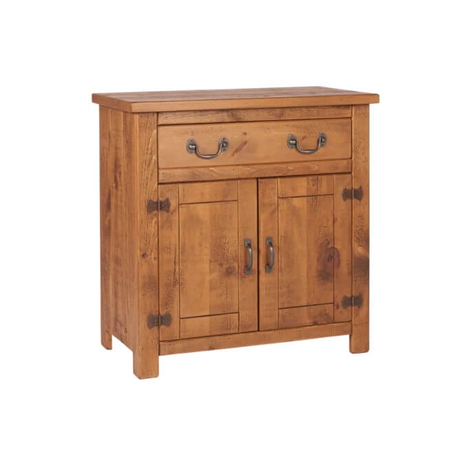 Pine and Oak Rustic Plank 2 Door, 1 Drawer Sideboard