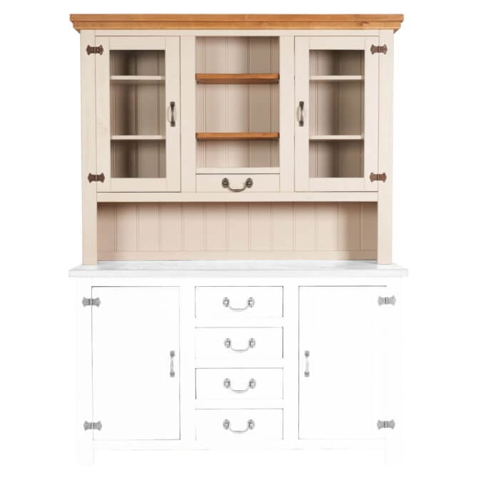 Pine and Oak Rustic Plank 2 Door, 1 Drawer Glazed Dresser Top