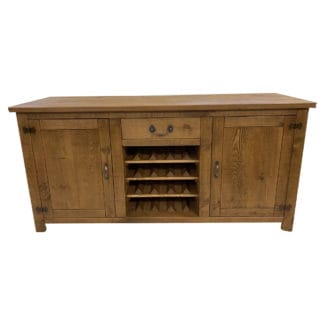 Rustic Plank 2 Door Sideboard with Wine Rack