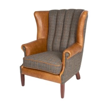 Pine and Oak Fluted Wing Armchair