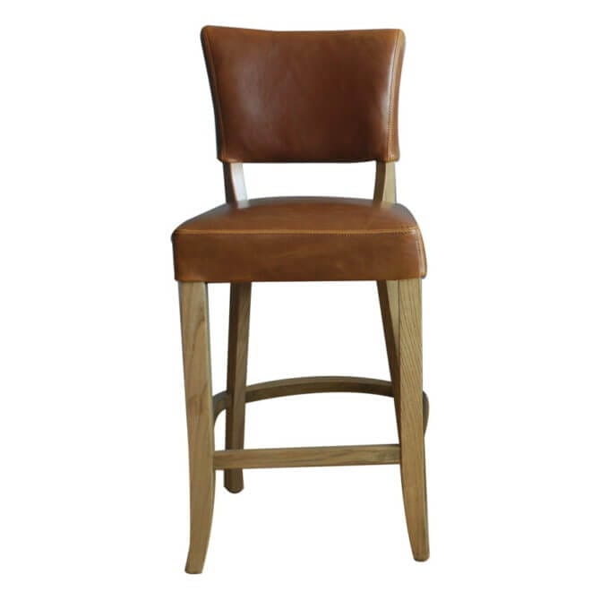 Pine and Oak Vintage Bar Stool - Tan Brown