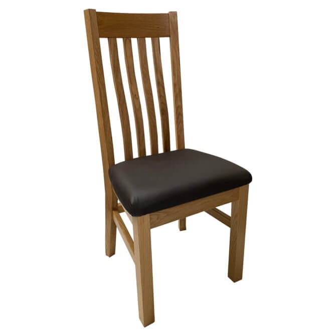 Pine and Oak Farrington Chair - Brown Fabric Seat