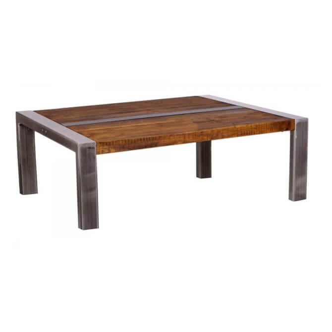 Pine and Oak Rustic Plank Industrial Coffee Table