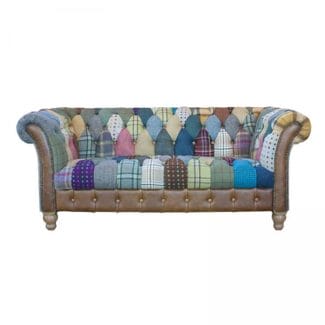 Pine and Oak Harlequin Patchwork 2 Seat Sofa