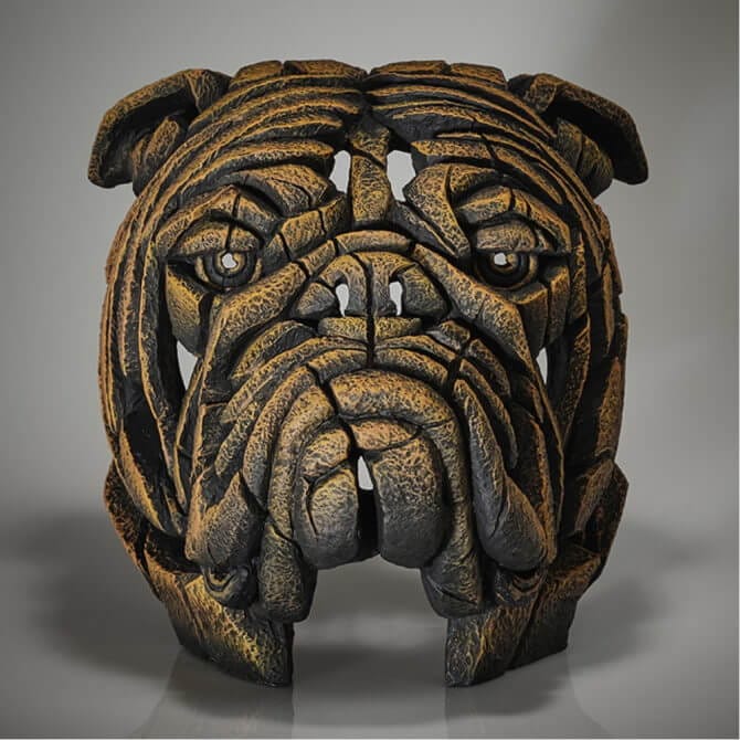 Pine and Oak Bulldog Bust - English Mustard