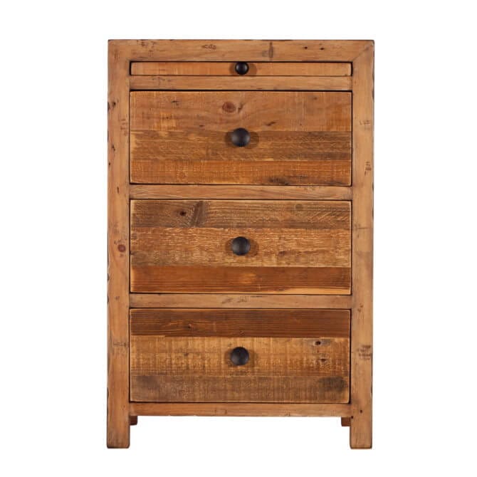 Pine and Oak Dakota Reclaimed 3 Drawer Bedside