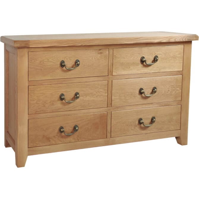 Pine and Oak Somerset Oak 6 Drawer Wide Chest