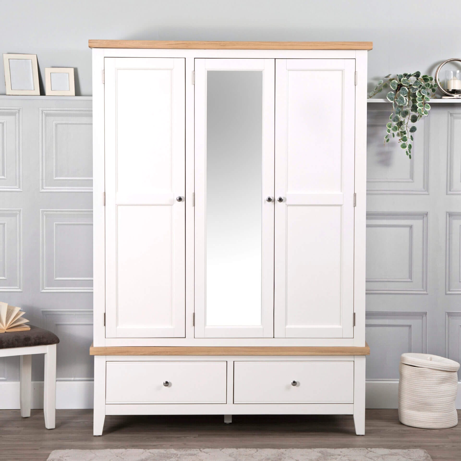 Coast Painted 3 Door Wardrobe Pine and Oak