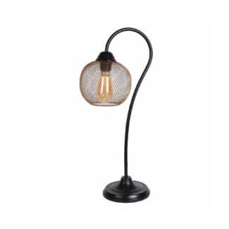 Arched Table Lamp With Sphere Caged Bulb