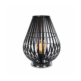 Tulip Shape Metal Caged Table Lamp